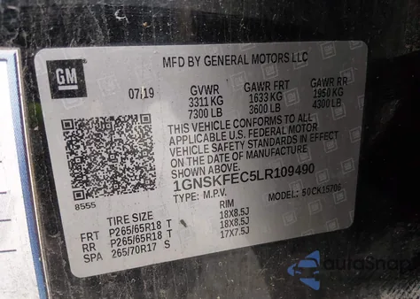 2020 Chevrolet Tahoe 4Wd Commercial Fleet z USA, uszkodzony, nr VIN 1GNSKFEC5LR109490